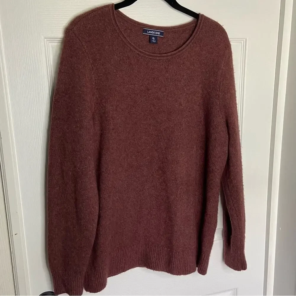 J Crew wool Alpaca Boucle roll Crew neck sweater XL